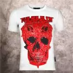 high quality philipp plein t shirts fashion short sleeve cotton a808 red skull